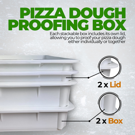 Pizza Dough Proofing Box - Stackable Commercial Quality Trays with Lid (17.50 x 12.5 Inches) - 2 Trays and 2 Lids